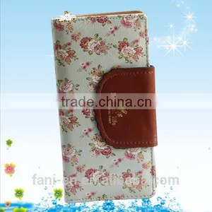 2015 Latest New Design Red Clutch Bifold Purse Walletl With Flower Printed for Woman thumbnail-5