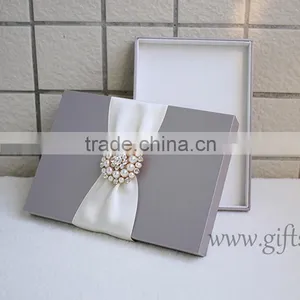 Gorgeous Silk Box Wedding Invitations Card Box Wholesale thumbnail-6