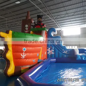 Pirate Ship Inflatable Slide With Pool,children Playground Water Park for Sale thumbnail-4