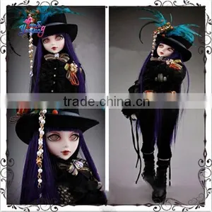 Heat Resistant Straight Dark Purple 1/4 Bjd Doll Wigs thumbnail-1
