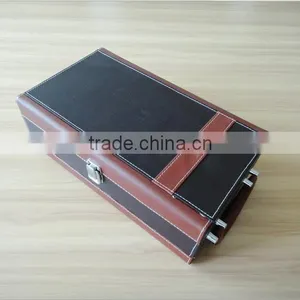 Chinese Factories Wholesale Custom High-grade PU Leather 2 Bottles of Red Wine Box, Black Gift Box thumbnail-5