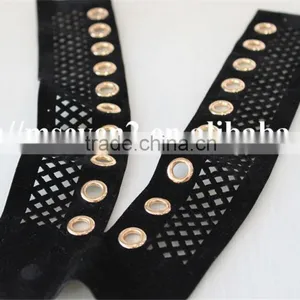 High Quality Polyester Fabric Matal Eyelet Applique Net Embroidery Collar for Sale thumbnail-3