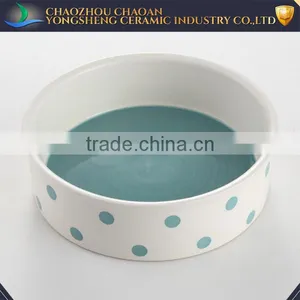 Light-blue Handpainted Ceramic Pet Bowl thumbnail-1