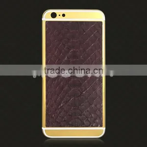 For Iphone6 Leather Gold Plated Housing, Gold Housing With Groove Stick Leather Housing for Iphone6 thumbnail-1