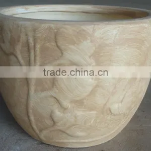 Indoor Wash Vase - Indoor Pottery With Round Rim and Pattern Outside thumbnail-1