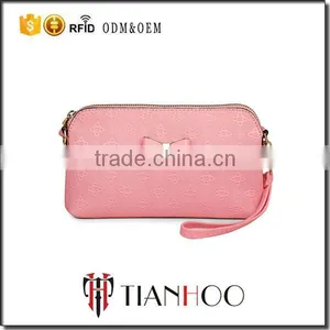 Real Leather Bowknot Zipper Clutch Wallet Smartphone Crossbody Bag for Women Teen Girls thumbnail-5