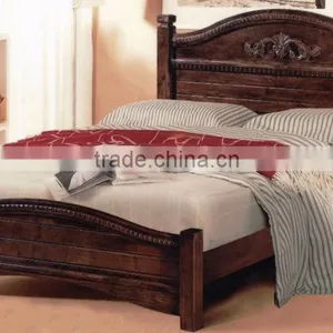 Wood Platform Carved Headboard Wooden Queen Size Bed thumbnail-1