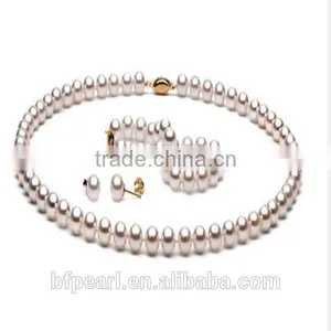 6-6.5mm White Pearl Beaded Jewelry Necklace Bracelet and Earrings thumbnail-1