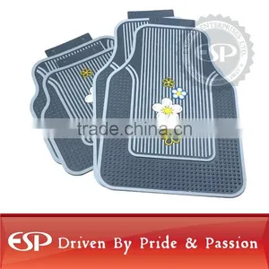 #461801 Grey Blooms Latex PVC Universal Fit Car Floor Mat thumbnail-1