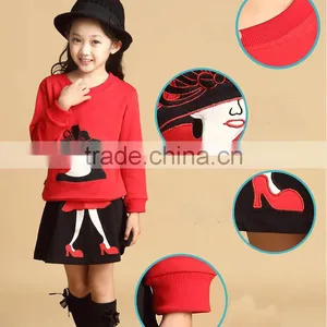 2Pcs/set New Kids Clothes Girls Clothing Sets Baby Girl Cartoon T-shirt Skirt Children Girl Dress Clothes Winter Warm 8-16 Years thumbnail-3