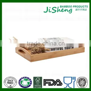 Novelty Custom Bamboo Serving Tray With Handle, Bamboo Food Serving Tray, Bamboo Breakfast Serving Tray thumbnail-5