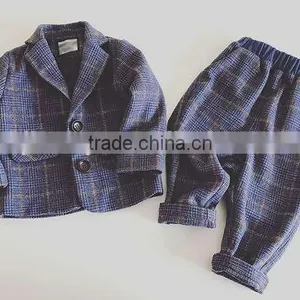 Spring Autumn 2017 New 2 Piece Leisure Check Jacket Long Sleeve and Pans for Little Boys thumbnail-2
