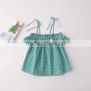 Wholesale Summer Girls New Design Stylish Check Blouse in 2017 thumbnail-1