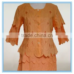 Ladies Wholesale Leaves Pattern Embroidery Cutwork Church Dresses Suits thumbnail-3