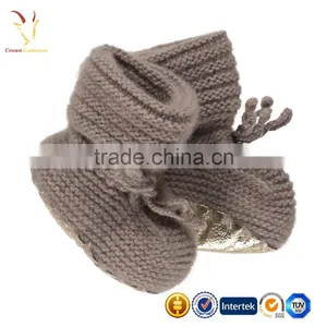 Booties Gold Biscuit Flat Baby Knitted Cashmere Infant Booties/Shoes thumbnail-2