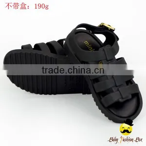 Children Plain Black Soft Silicone Gladiator Wear Resistant Little Girl Summer Flattie Snadals Shoes thumbnail-5