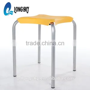 LS-4010 Cheap Colorful Small Plastic Square Stacking Stools With Metal Legs Portable Wholesale thumbnail-2
