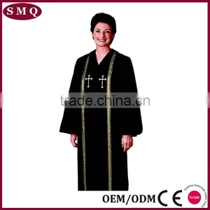 Church Supply Cotton Polyester Black Church Pulpit Robe thumbnail-2