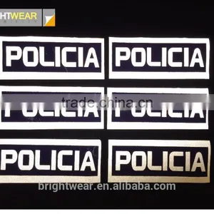Relfective Policia or Chest Reflective Letter Reflective Words be Heated on Vest for Spain Market thumbnail-1