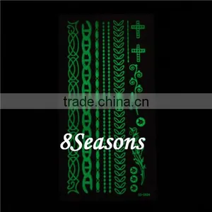 Top Quality Mixed Pattern Metallic Glow In The Dark Waterproof Temporary Tattoo Sticker thumbnail-1