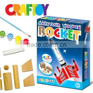 Arts & Crafts Kit Wooden Toys Color Your Tall Wooden Rocket thumbnail-2