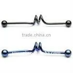 316l Surgical Steel Tongue Barbell Double Spiral Industrial Body Piercing Jewelry, Fashion Tongue Barbell,tongue Rings thumbnail-1