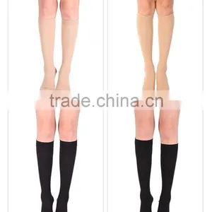 ZT-03 High Quality Women's 15-20 MmHg Sheer Open Toe, Knee High Compression Stockings thumbnail-2