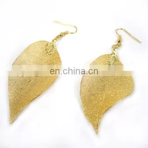 Fashion Real Natural Leaf 24K Gold Leaf Earring thumbnail-4