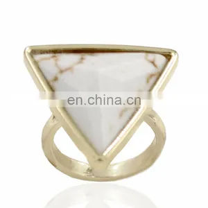 Latest Design Triangular Shaped Howlite and Turquoise Stone Ring thumbnail-2