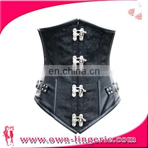 Womens Sexy Brown Steampunk Boned Gothic Overbust Corset thumbnail-2