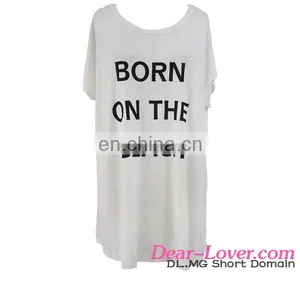 Wholesale Fashion Born On The Beachwear Plain White Round Neck T-shirt thumbnail-1