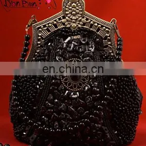 Gothic Lolita Punk Rave Black Beaded Pearl Clutch Bag LS-011 thumbnail-1