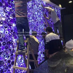 Grade A Luxury Wall Panels Purple Semi-precious Agate Stone Slabs for Hotel thumbnail-3