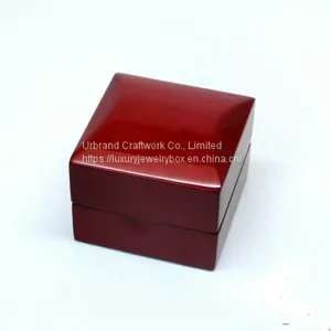 Wooden Ring Box Painting in Red Glossy, Wrapped Black PU Inside, With Screen Printing Logo thumbnail-4