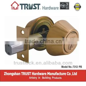 7312PB:TRUST ANSI Grade 3 Double Deadbolt Lock With Brass Cylinder thumbnail-1