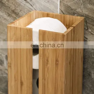 New Design Wall Mounted Toilet Paper Bamboo Storage Bathroom Corner Shelf Bamboo Storage Holder thumbnail-3