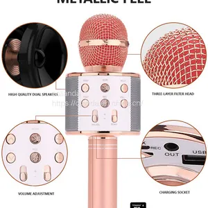 Portable ABS Karaoke Handheld Microphone BT Radio Speaker Consender Handheld Studio Microphone for Smartphone thumbnail-2