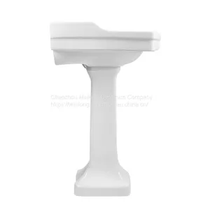 CUPC Bathroom 30 Inches 77cm Rectangle Ceramic Pedestal Sink With Backsplash thumbnail-3
