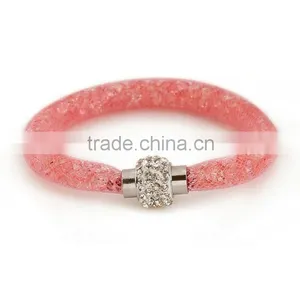 Hot Sale Stardust Mesh Single Wrap Bracelets With Crystal Stones Filled Magnetic Clasp Charm Wristband Bangles thumbnail-5