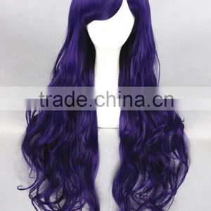 High Quality 80cm Long Curly Dark Purple Synthetic Anime Lolita Wig thumbnail-2