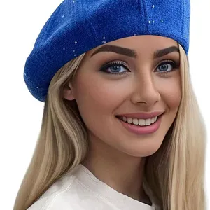 Knitted Berets for Women Stylish French Beret Hats for Women Girls Lady Beret Hat thumbnail-1
