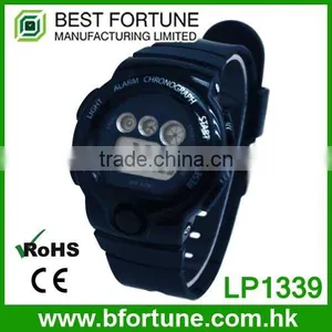LP1340_BL Blue Color Chrono Day Tech Light Pusher Multifunction Digital Rubber Watch thumbnail-1