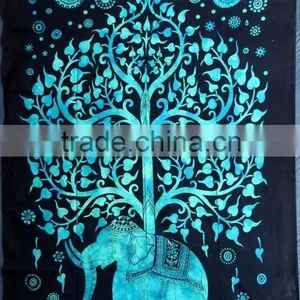Small Size Multicolored Tapestry Wall Hanging Throw Wholesale Indian Bedsheet thumbnail-2