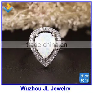 2015 New Shape CZ Stone Pear Shape Synthetic White Fire Opal Ring thumbnail-5