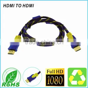 Blue and Yellow HD TV Cable Sleeving Braided Cable High Speed Connect Wire For 3D TV Support 1080P Cable thumbnail-1