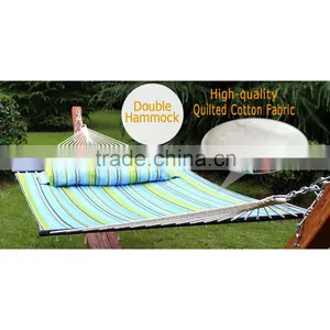 Hammock Quilted Fabric W/Pillow Double Size Spreader Bar Heavy Duty Stylish Blue thumbnail-6
