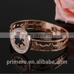 New Fashion Lucky Horse Female Bangle Rose Gold Bracelet For Women thumbnail-5