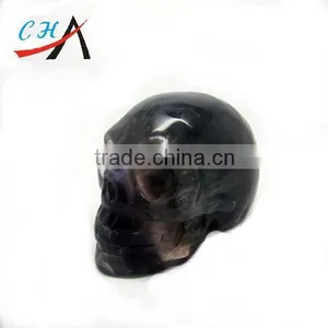 2.0" Black Obsidian Carved Crystal Skull, Realistic thumbnail-2