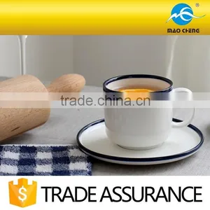 Ceramic Espresso Coffee Cup Set With Bule Rim thumbnail-1