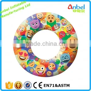 New Design Emoji Inflatable 48" Donut Tube Pool Float Emoji Swimming Ring Floating Sun Swim Play Ride thumbnail-1